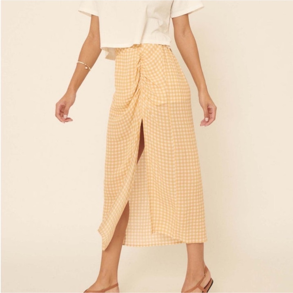 Bohme Nora Midi Skirt in Yellow Gingham